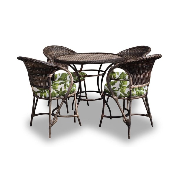 Conjunto De Mesa Fibra Sintética Arcobalena - 4 Poltronas + 1