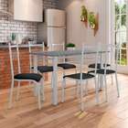 Conjunto De Mesa Granada Com 6 Cadeiras Lisboa Branco Prata E