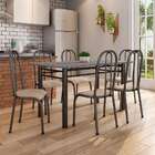Conjunto De Mesa Granada Com 6 Cadeiras Madri Preto E Nature