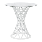 Conjunto De Mesa Ibiza Tampo De Vidro Diam 70 Branca Com 2 Ca