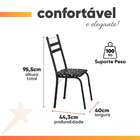 Conjunto De Mesa Itália Com 4 Cadeiras 1,20m Preto / Floral G