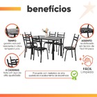 Conjunto De Mesa Itália Com 6 Cadeiras 1,40m Preto/floral Gra