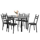 Conjunto De Mesa Itália Com 6 Cadeiras 1,40m Preto/floral Gra