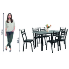 Conjunto De Mesa Itália Com 6 Cadeiras 1,40m Preto/floral Gra