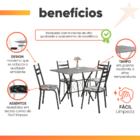 Conjunto De Mesa Itália New Com 4 Cadeiras 1,00m Artefamol Da