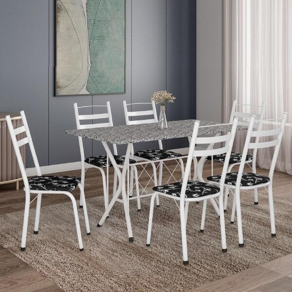 Conjunto De Mesa Itália New Com 6 Cadeiras 1,40m Artefamol Gr