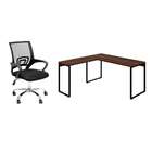 Conjunto De Mesa Kuadra Nogal 150 Cm Com Cadeira De Escritóri