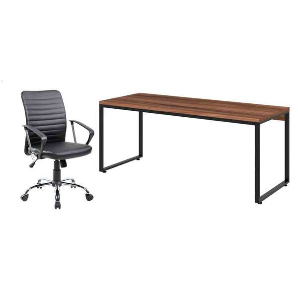 Conjunto De Mesa Kuadra Nogal Com Cadeira De Escritório Diret