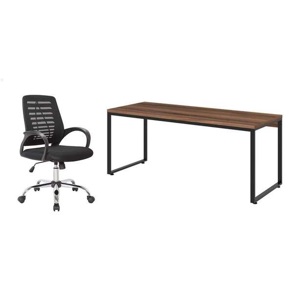Conjunto De Mesa Kuadra Nogal Com Cadeira De Escritório Secre
