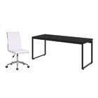 Conjunto De Mesa Kuadra Preta Com Cadeira De Escritório Secre