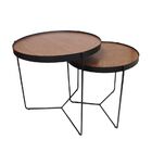 Conjunto De Mesa Lateral Decorativa Madeira Com Base Preta