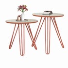 Conjunto De Mesa Lateral Jade Pé Cobre Bisart Decor Off White