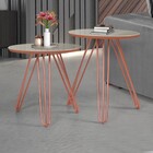 Conjunto De Mesa Lateral Jade Pé Cobre Bisart Decor Off White