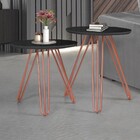 Conjunto De Mesa Lateral Jade Pé Cobre Bisart Decor Preto