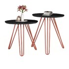 Conjunto De Mesa Lateral Jade Pé Cobre Bisart Decor Preto