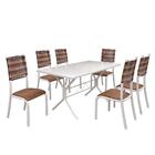 Conjunto De Mesa Lisboa Com 6 Cadeiras 1,40m Madmelos Off Whi