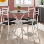 Conjunto De Mesa Lyon 0 80 Com 4 Cadeiras Lyon Branco Prata C