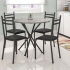 Conjunto De Mesa Lyon  0 80 Com 4 Cadeiras Lyon Preto Prata C