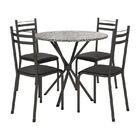 Conjunto De Mesa Lyon  0 80 Com 4 Cadeiras Lyon Preto Prata C