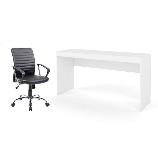 Conjunto De Mesa Marselha Branca Com Cadeira De Escritório Di