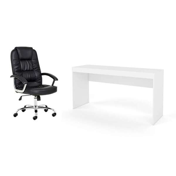 Conjunto De Mesa Marselha Branca Com Cadeira De Escritório Pr