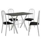 Conjunto De Mesa Miame 110 Cm Com 4 Cadeiras Madri Branco E P