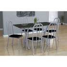 Conjunto De Mesa Miame Com 6 Cadeiras Madri Branco Prata E Pr