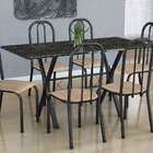 Conjunto De Mesa Miame Com 6 Cadeiras Madri Preto Prata E Nat