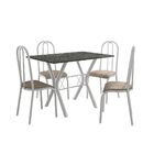 Conjunto De Mesa Miami Com 4 Cadeiras Madri Branco Com Nature