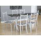 Conjunto De Mesa Miami Com 6 Cadeiras Lisboa Branco Liso E Br