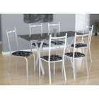 Conjunto De Mesa Miami Com 6 Cadeiras Lisboa Branco Liso E Pr