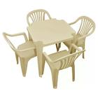 Conjunto De Mesa Monobloco E 4 Cadeiras Poltrona Branca - Ant