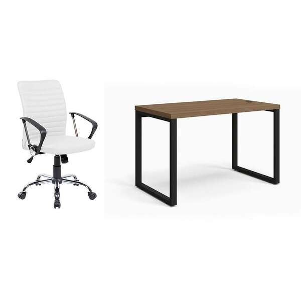 Conjunto De Mesa Munique Carvalho 120 Cm Com Cadeira De Escri