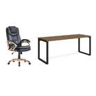 Conjunto De Mesa Munique Carvalho 190 Cm Com Cadeira De Escri