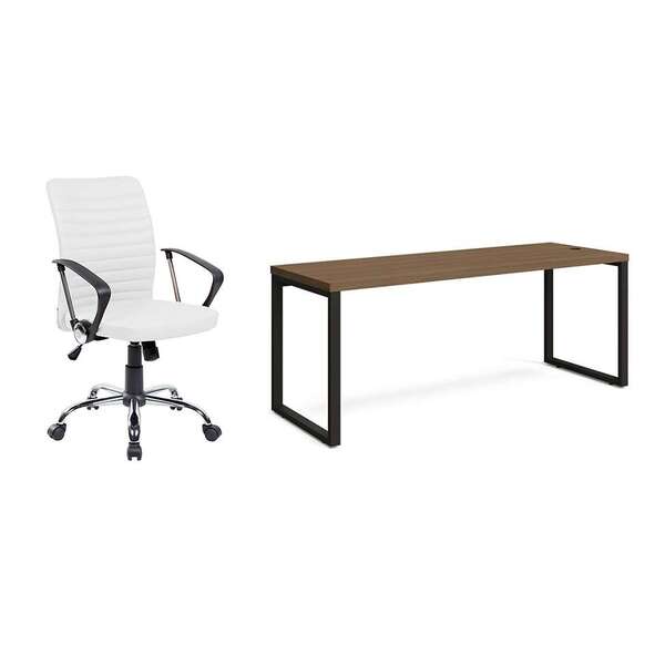 Conjunto De Mesa Munique Carvalho 190 Cm Com Cadeira De Escri