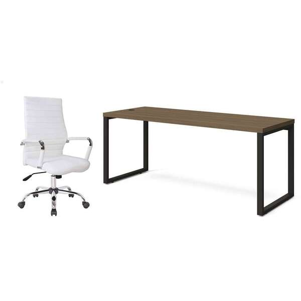 Conjunto De Mesa Munique Carvalho 190 Cm Com Cadeira De Escri