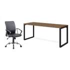 Conjunto De Mesa Munique Carvalho 190 Cm Com Cadeira De Escri