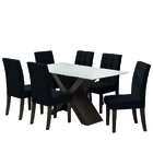 Conjunto De Mesa Off White Dubai 1,60m Mdf Com 6 Cadeiras
