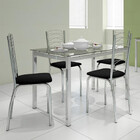 Conjunto De Mesa Ornata 125x75cm Com 4 Cadeiras Ágata Cromado