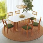 Conjunto De Mesa Oval Com 6 Cadeiras 100% Mdf Com Encosto Tel