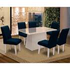 Conjunto De Mesa Para Sala De Jantar C/ Tampo De Vidro E 6 Ca