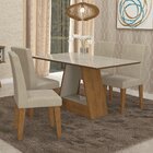Conjunto de Mesa Para Sala de Jantar C/ Vidro Temperado e 4 C