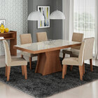 Conjunto De Mesa Para Sala De Jantar C/ Vidro Temperado E 6 C