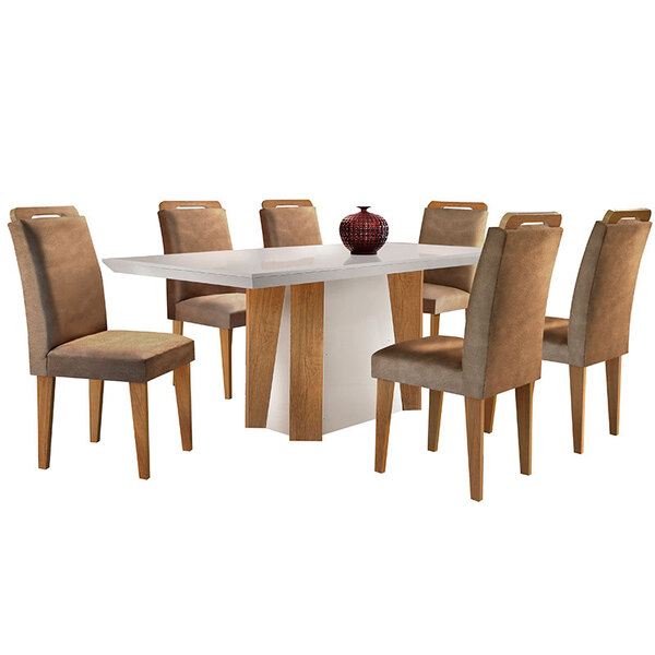 Conjunto De Mesa Para Sala De Jantar Retangular Com 6 Cadeira