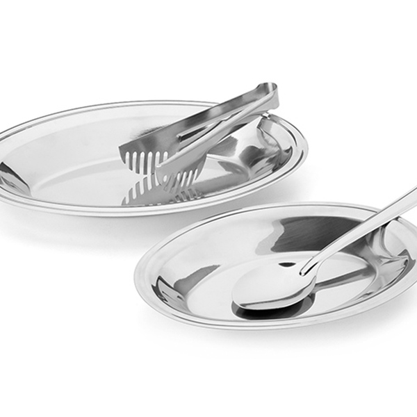 Conjunto De Mesa Para Servir 4 Peças Travessas Pinça Inox