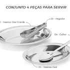 Conjunto De Mesa Para Servir 4 Peças Travessas Pinça Inox