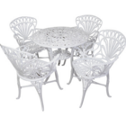 Conjunto De Mesa Primavera Com 4 Cadeiras E Ombrelone - Branco