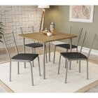 Conjunto De Mesa Quadrada Com 4 Cadeiras Em Aço Nickel/preto/