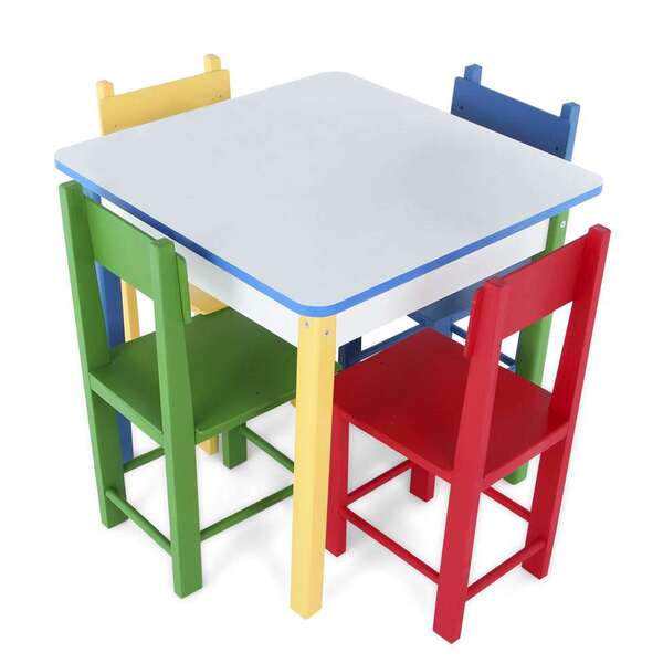 Conjunto De Mesa Quadrada Com 4 Cadeiras Ferrum I Colorido