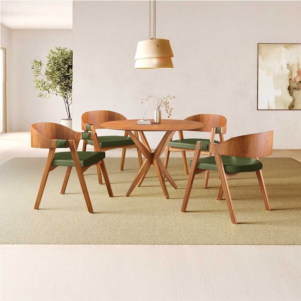 Conjunto De Mesa Redonda 108 Cm Com 4 Cadeiras Luna Verde/mar